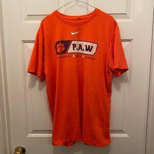 Clemson Tigers Football Team Issued Nike Dri-Fit Orange White PAW T-Shirt XL
